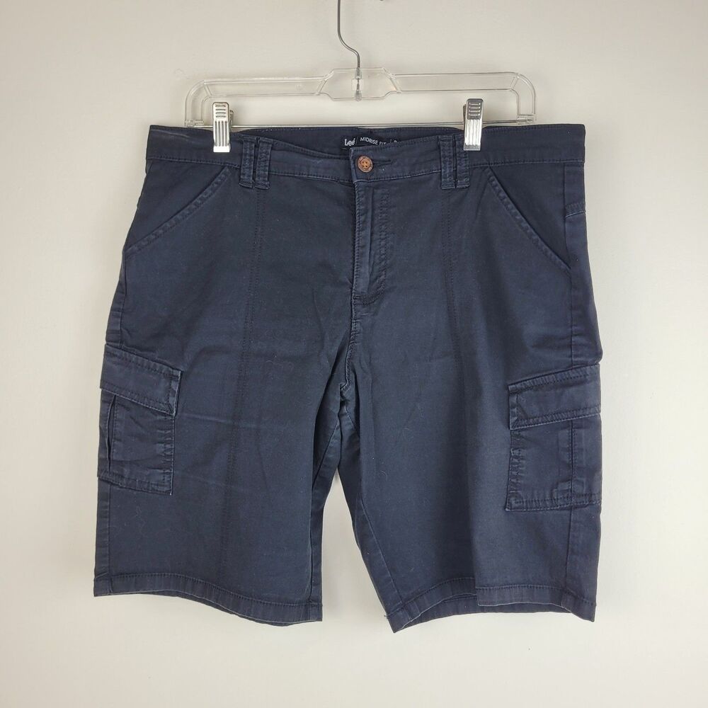 Lee Rider Relaxed Fit Black Bermuda Cargo Shorts Size 12 Cotton Stretch Hiking